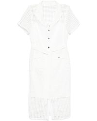 DKNY - Kleedjes ,Wit ,Polyester Kant Midi Jurk - Lyst