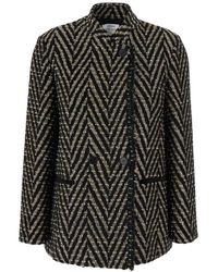 forte_forte - Chevron Jacquard Oversized Jacket - Lyst