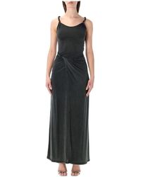 DIESEL - Kleedjes ,Zwart ,Polyester D-Estiga S1 Lange Jurk - Lyst