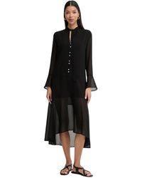 Pinko - Kleedjes ,Zwart ,Polyester Maxi Jurk Met Wijde Rok - Lyst