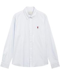 Ami Paris - Overhemden ,Blauw ,Katoen Klassiek Passende Oxford Shirt - Lyst