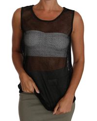 Dolce & Gabbana - Tops ,Zwart ,Katoen Zwarte Mesh Transparante Blouse T-Shirt - Lyst