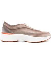Santoni - Schoenen ,Bruin ,Leer Bruine Bounce Sneakers Met Geperforeerde Details - Lyst