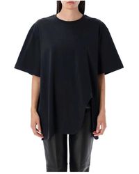 The Attico - Zwarte Diana T-Shirt Met Logo Borduursel - Lyst