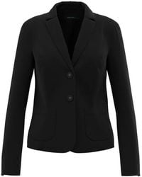 Marc Cain - Jassen ,Zwart ,Leer Blazer Met Opgestikte Zakken En Afgeronde Zoom - Lyst