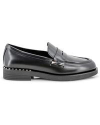 Ash - Whisper Stud Loafer Polish Calf Black Darkgun - Lyst