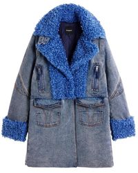 Desigual - Jassen ,Blauw ,Katoen Repirse_Chaq_Moonligh Teddy Coat - Lyst