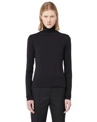 Sportmax - Truien & Vesten ,Zwart ,Nauwsluitende Jersey Top - Lyst