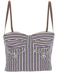 Des Phemmes - Gestreiftes Bustier-Top Mit Kristallverzierungen - Lyst