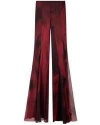 Alberta Ferretti - Broeken ,Rood ,Palazzo Broek Elegant Voor Elke Gelegenheid - Lyst