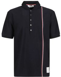 Thom Browne - Short sleeve rib cuff collection polo in med weight jersey w/ eng rwb stripe. - Lyst