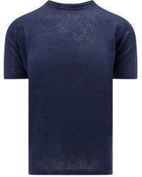 Roberto Collina - Blaues leinen crew-neck t-shirt - Lyst