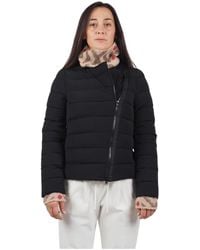 ALESSIA SANTI - Jassen ,Zwart ,Polyester Asymmetrische Rits Gewatteerde Jas - Lyst