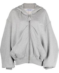 The Attico - Melange grey full-zip hoodie - Lyst