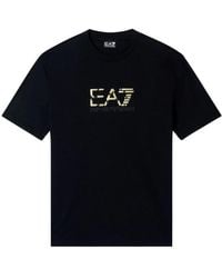 EA7 - Premium Label Cotton Jersey T-Shirt Met Ronde Hals - Lyst