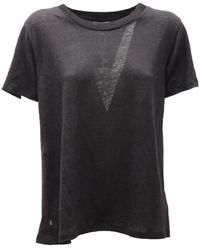 Woolrich - Tops ,Zwart ,Katoen Gemengd Linnen Katoen T-Shirt Zwart - Lyst