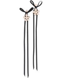 Simone Rocha - Accessoires ,Roze ,Satijn Mini Daisy Druppel Strik Oorbellen - Lyst