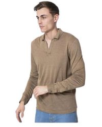 Gran Sasso - Tops ,Bruin ,Linnen Polo Shirt Met Lange Mouwen - Lyst
