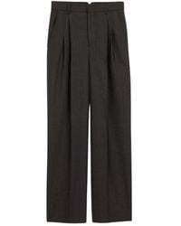 Ami Paris - Broeken ,Grijs ,Wol Broek Met Wijde Pijpen En Hoge Taille - Lyst