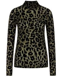 Marc Cain - Mesh Longsleeve Mit Leo-Print - Lyst