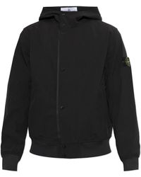 Stone Island - Jassen ,Zwart ,Light Soft Shell R Hooded Jacket - Lyst