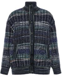 Missoni - Truien & Vesten ,Blauw ,Wol Oversized Wollen Mix Vest Met Ruitpatroon - Lyst