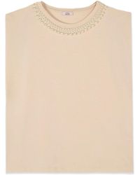 Oltre - Tops ,Katoen Katoenen T-Shirt Met Parelmoer - Lyst