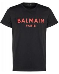 Balmain - Zwart Logo Print Katoenen T-Shirt - Lyst