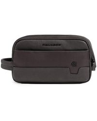 Piquadro - Kulturtasche Aus Stoff Und Leder Mit Zwei Fächern - Lyst