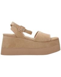 Paloma Barceló - Braune wildledersandalen mit schnalle - Lyst