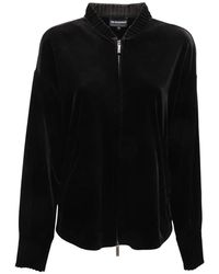Armani - Fluwelen Blouson Jack Zwart Model 6D2B6C - Lyst