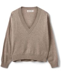 Sofie Schnoor - Bruine Melange Sweater Met V-Hals - Lyst