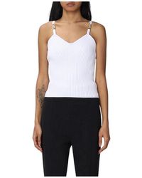 Michael Kors - Weißes Geripptes Strickärmelloses Top - Lyst