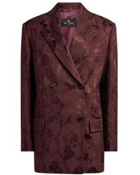 Etro - Jassen ,Rood ,Leer Bristol Double Breasted Jacket - Lyst