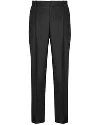 Balmain - Broeken ,Zwart ,Wol Op Maat Gemaakte Effen Wollen Pantalon - Lyst