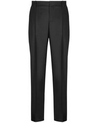 Balmain - Broeken ,Zwart ,Wol Op Maat Gemaakte Effen Wollen Pantalon - Lyst