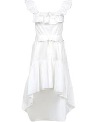 Aniye By - Kleedjes ,Wit ,Katoen Midi Jurk Met Ruches - Lyst