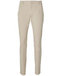 Dondup - Broeken ,Linnen Slim Linnen Broek Met Logo - Lyst
