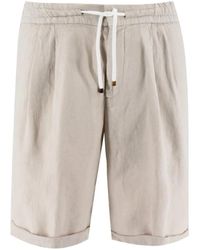 Brunello Cucinelli - Linnen Bermuda Shorts Met Trekkoord - Lyst