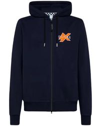 Sun 68 - Hoodies & Sweatvesten ,Blauw ,Katoen Blauwe Hoodie Sweater Met Rits En Lange Mouwen - Lyst