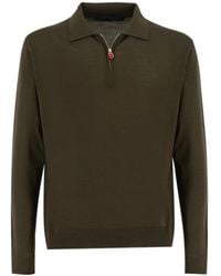 Kiton - Rits-Wollen Trui Met Kraag - Lyst