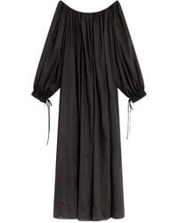 Semicouture - Bardot Katoen En Zijde Lange Mouw Jurk - Lyst