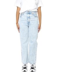 Levi's - Jeans ,Blauw ,Katoen Ribcage Straight Ankle Jeans - Lyst