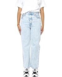 Levi's - Jeans ,Blauw ,Katoen Ribcage Straight Ankle Jeans - Lyst