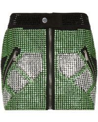 Philipp Plein - Rokken ,Groen ,Leer Leather Strass Skirt Mini - Lyst
