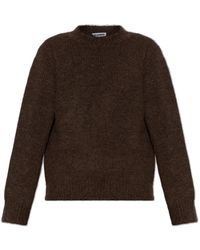 Jil Sander - Truien & Vesten ,Bruin ,Wol Wollen Trui Met Ronde Hals - Lyst