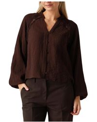 co'couture - Bruine Kant V-Hals Blouse - Lyst