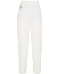Brunello Cucinelli - Weiße Tailored Hose Mit Logo Patch - Lyst