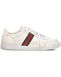 Gucci - Schoenen ,Wit ,Leer Stretch Low-Top Sneaker - Lyst