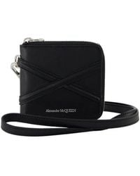 McQueen - Accessoires ,Zwart ,Zwarte Leren Rits Portemonnee - Lyst
